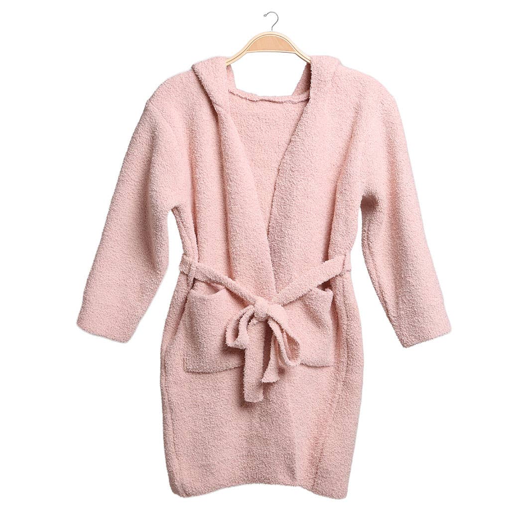 Children's Solid Luxury Soft Hooded Robe w Pocket