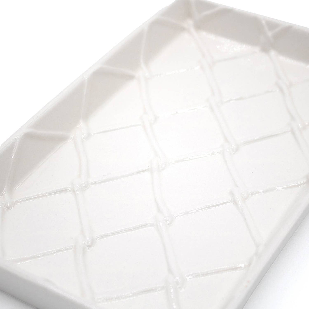 White Textured Ceramic Guest Towel Tray, 8.5-Inch