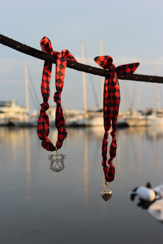 Bulldog Charm Scarf Necklace