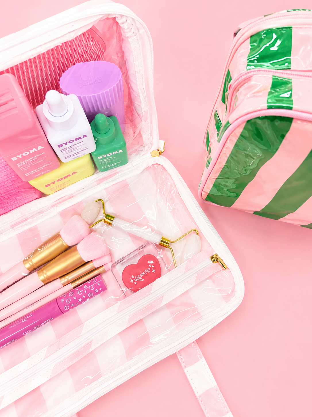 Gloss & Go - Colorful Stripe Wipeable Travel Cosmetic Case