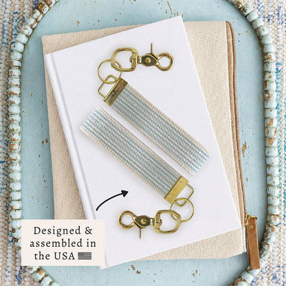 Light Blue Stripe Keychain | Wristlet Keychain