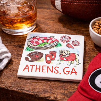 Athens GA Icons Ceramic Coaster