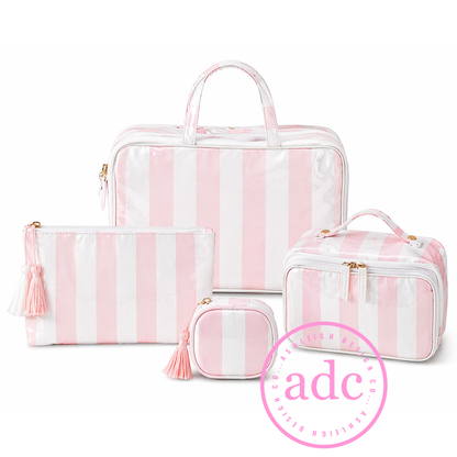 STRIPED CLEAR-COATED POUCHES