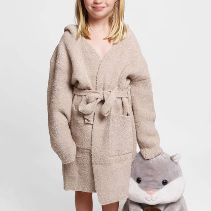 Children's Solid Luxury Soft Hooded Robe w Pocket
