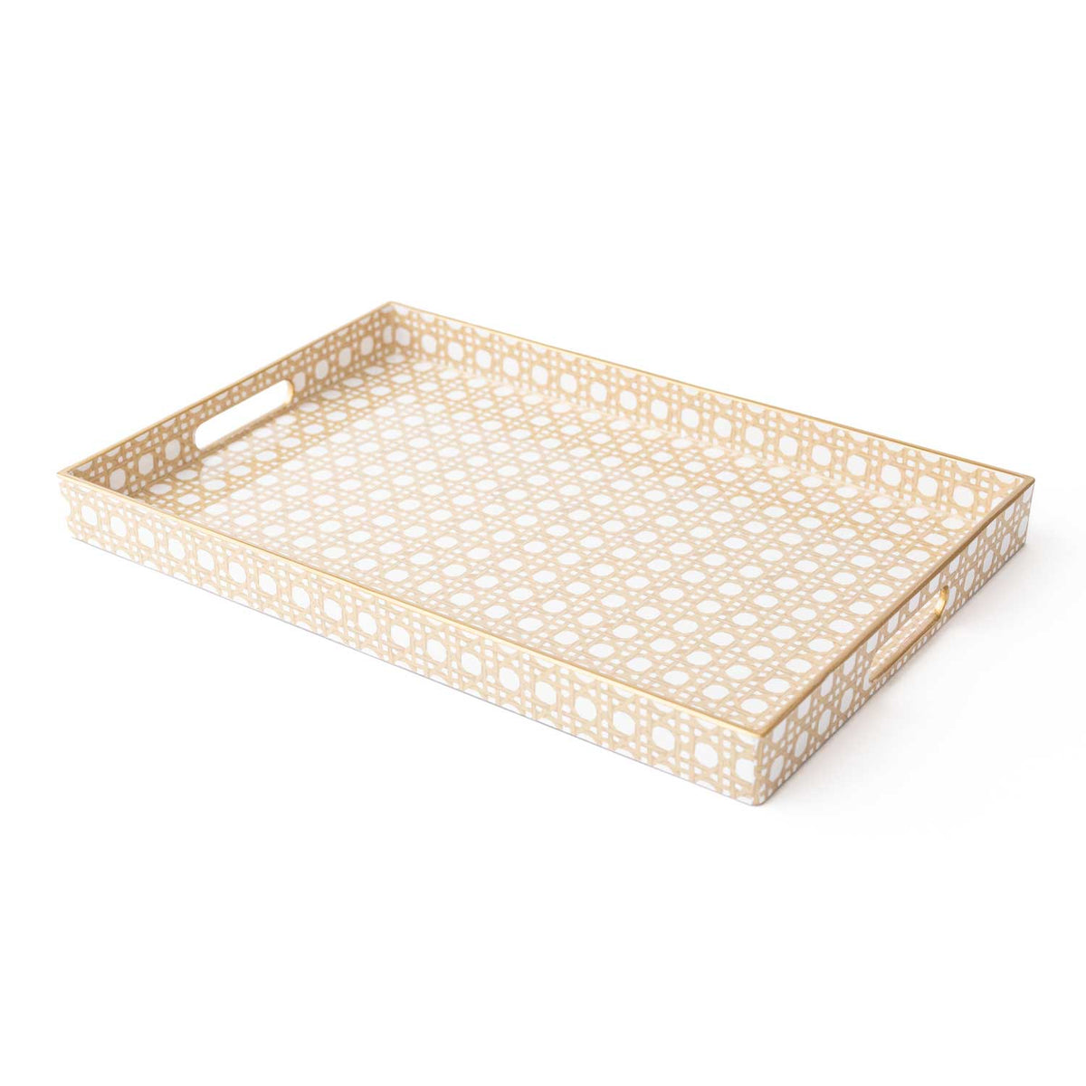 Rectangular Serving Tray, Tan Cane Print