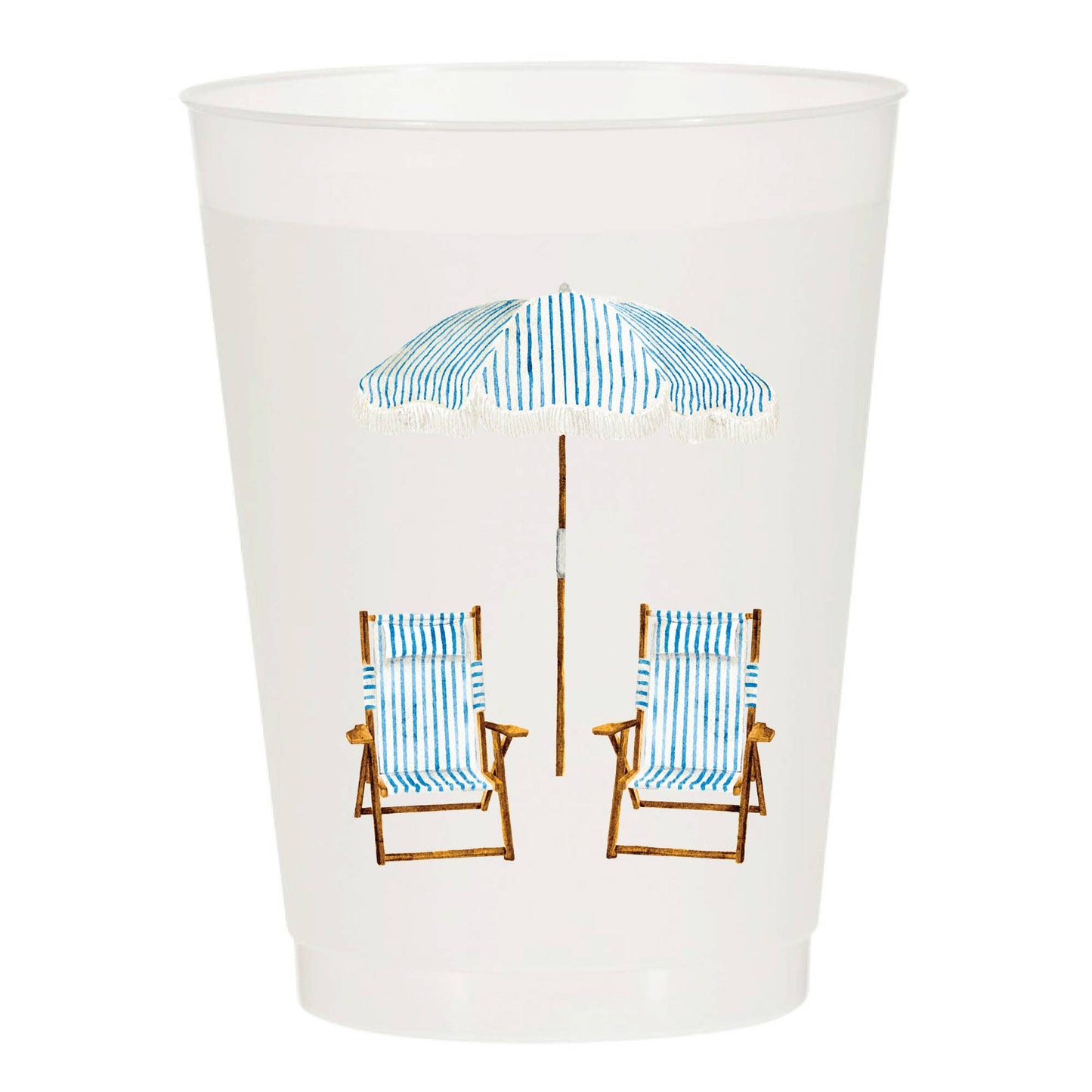 Beach Chairs Umbrella Frosted Cups - Summer