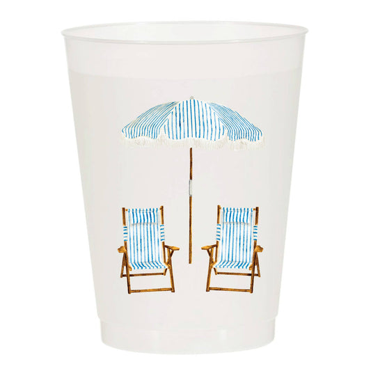Beach Chairs Umbrella Frosted Cups - Summer