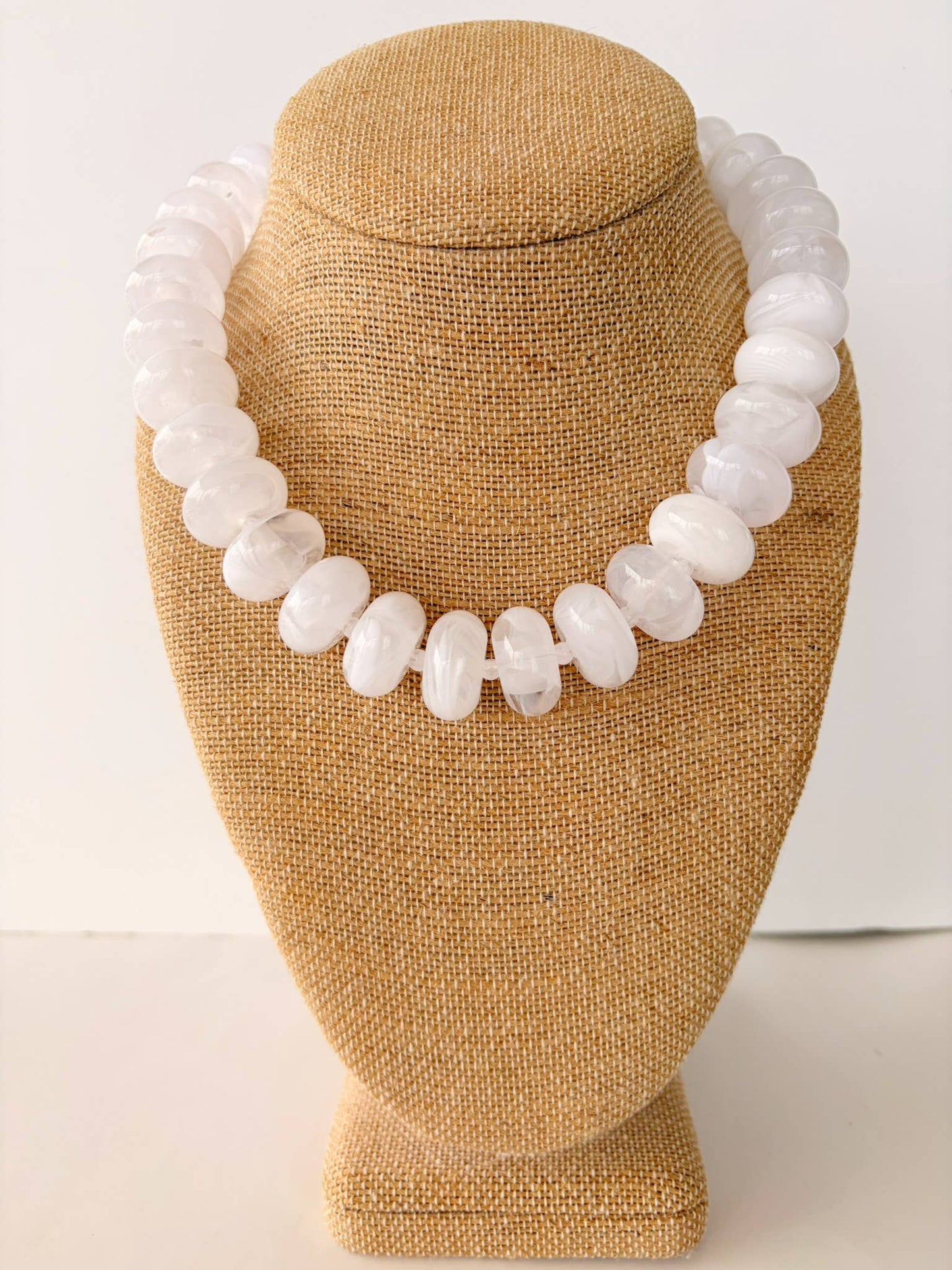 The Rory — Clear/White Rondelle Beaded Necklace