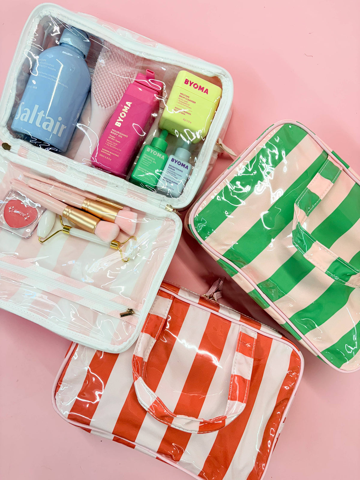Gloss & Go - Colorful Stripe Wipeable Travel Cosmetic Case