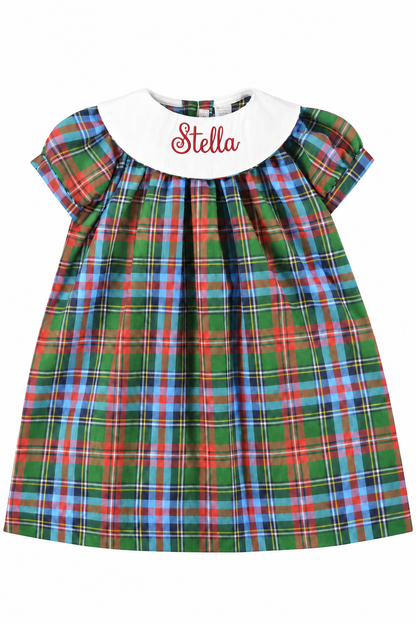 Monogrammable Baby Girl Plaid Dress – Multicolor Classic Toddler Outfit