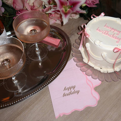 Happy Birthday Cocktail Napkins - Pink & Gold