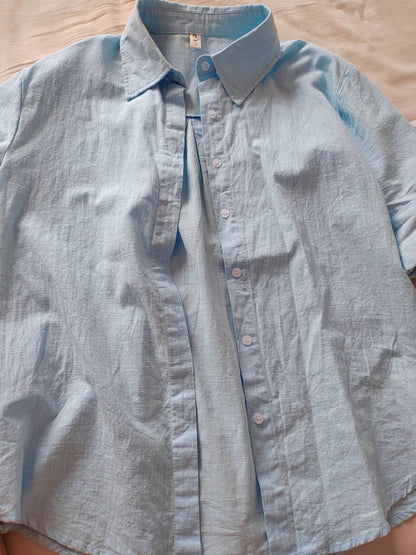 Cotton linen blend button down shirt