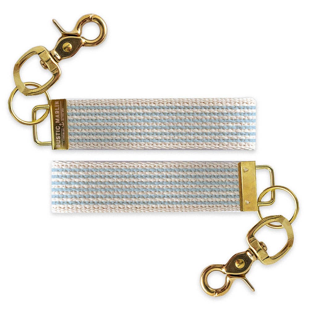 Light Blue Stripe Keychain | Wristlet Keychain