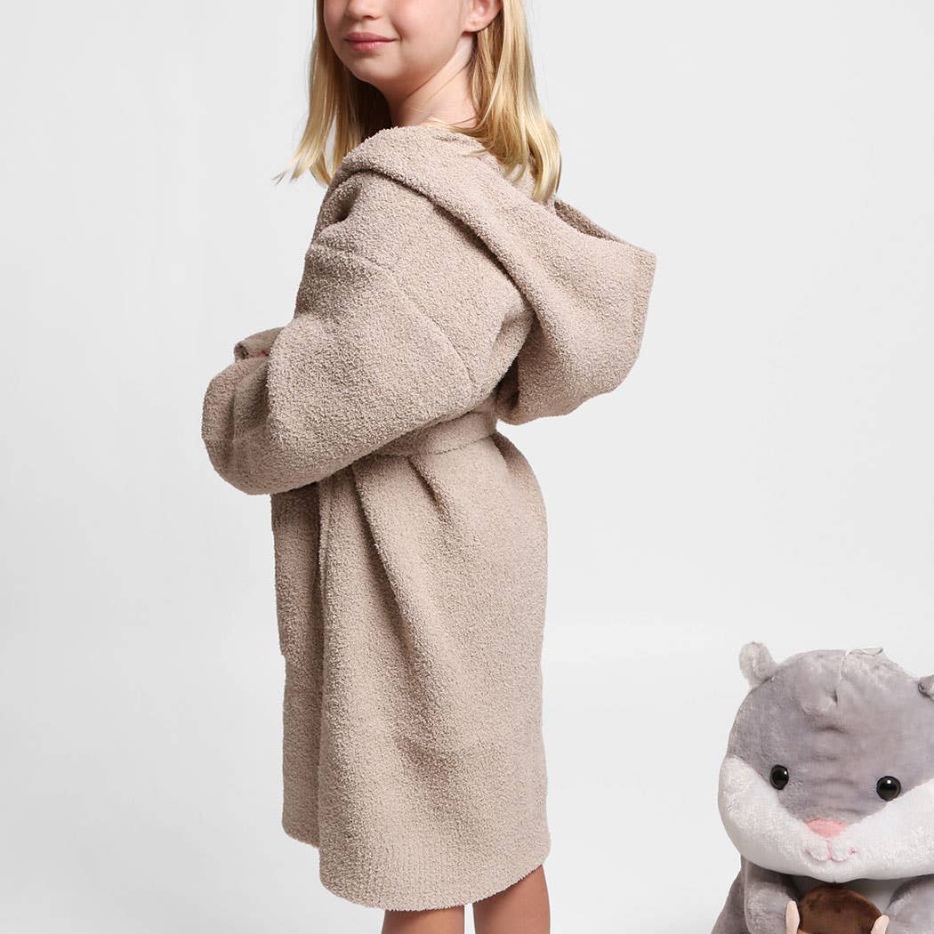 Children's Solid Luxury Soft Hooded Robe w Pocket