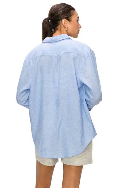 CALI1850 RELAXED FIT LINEN BUTTON DOWN SHIRTS / 20720JLN604