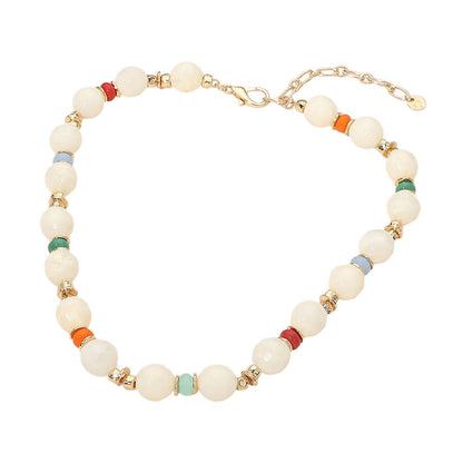 Bold Marbled Resin Ball Beaded Necklace