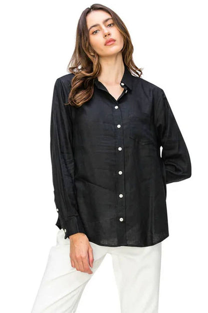 CALI1850 RELAXED FIT LINEN BUTTON DOWN SHIRTS / 20720JLN604