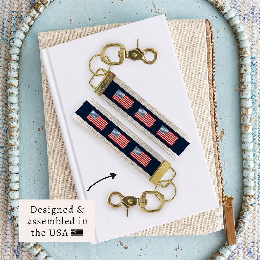 American Flag Color Block Keychain | Patriotic Keychain