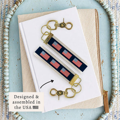 American Flag Color Block Keychain | Patriotic Keychain
