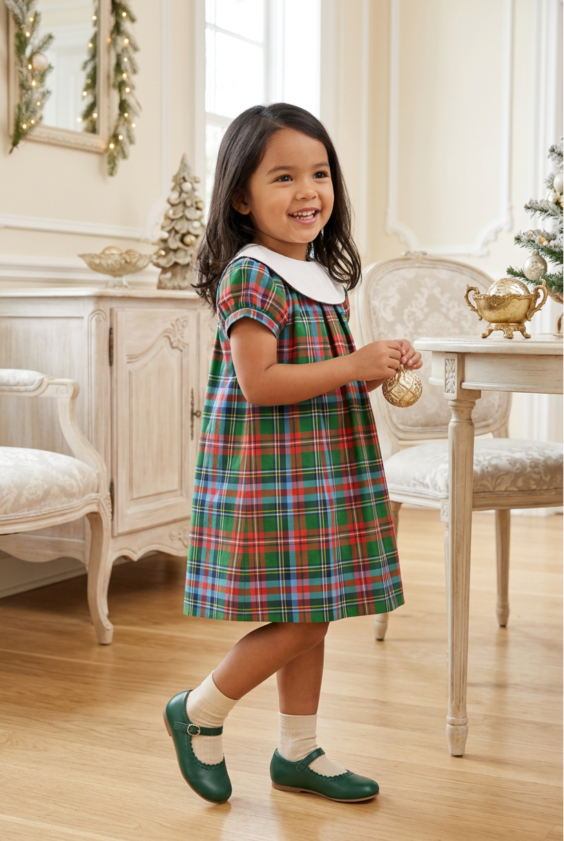 Monogrammable Baby Girl Plaid Dress – Multicolor Classic Toddler Outfit