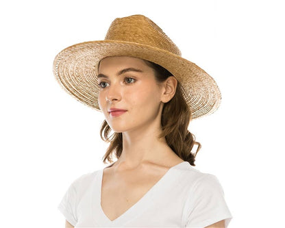 Palm Leaf Straw Western Hat - Handmade Flat Brim Summer Hat
