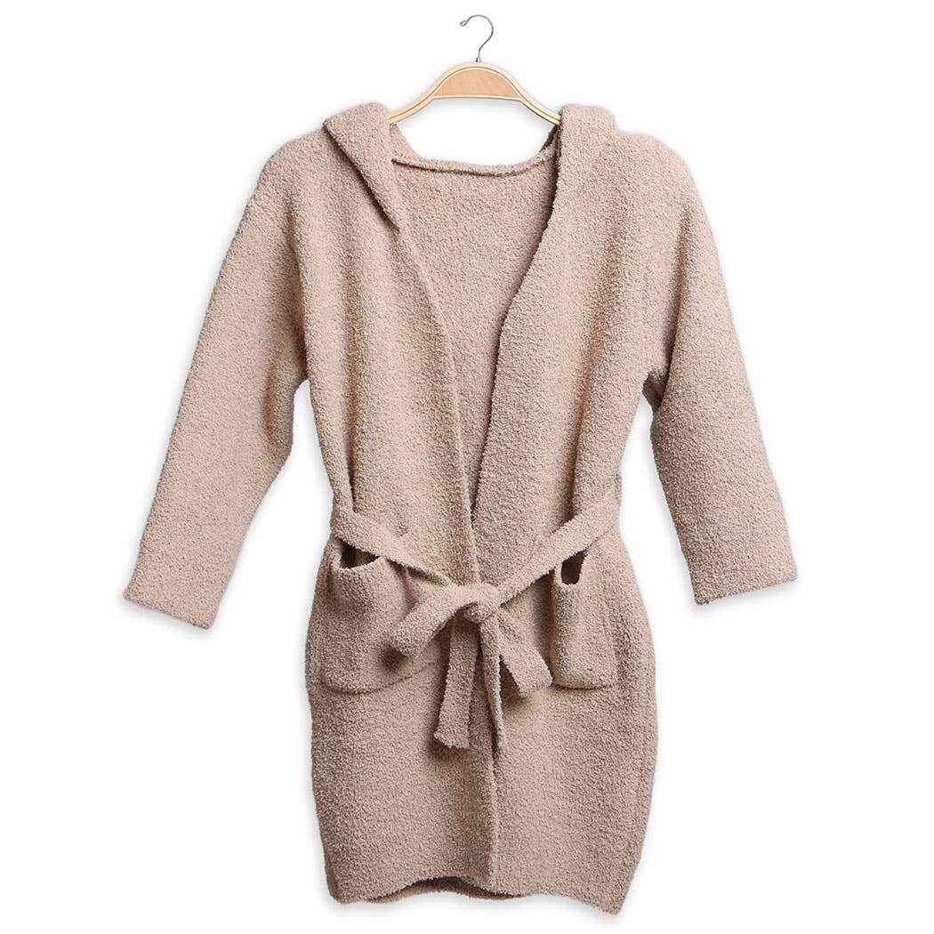 Children's Solid Luxury Soft Hooded Robe w Pocket