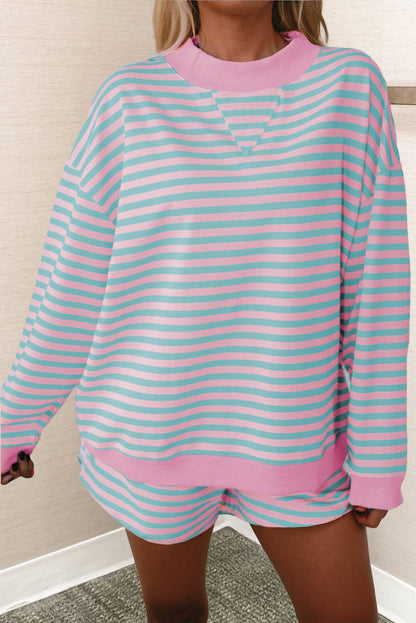 66 Stripe Pullover & Shorts 2pcs Set