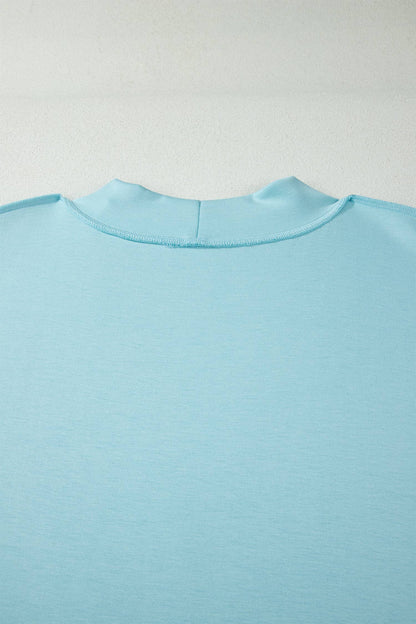 Plus Mock Neck Oversize Tee Casual Shorts 2pcs Outfit (S-4X)