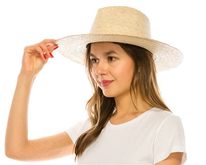 Mexican Palm Leaf Straw Rancher Hat - Flat Brim