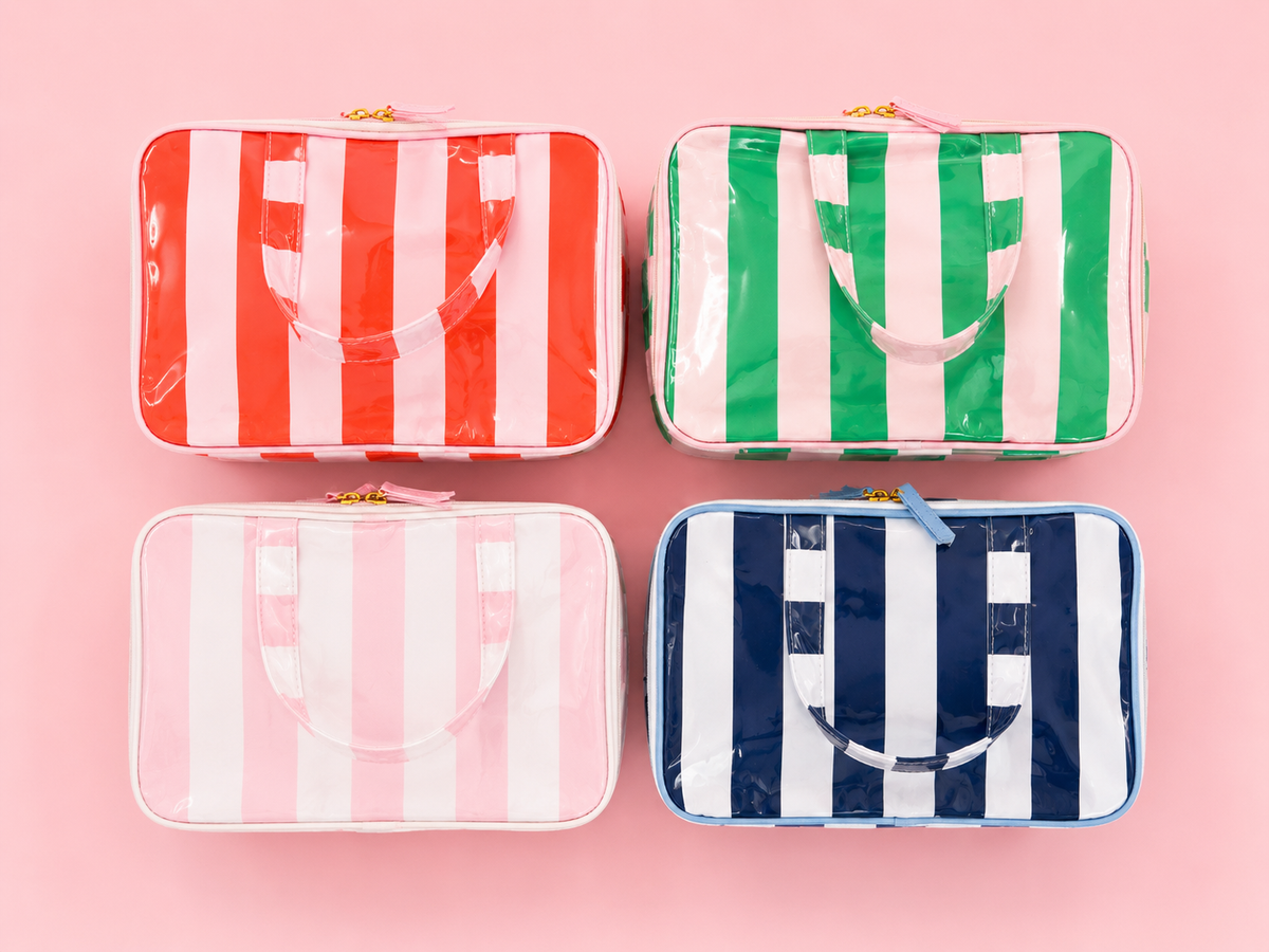 Gloss & Go - Colorful Stripe Wipeable Travel Cosmetic Case