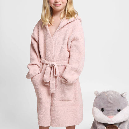 Children's Solid Luxury Soft Hooded Robe w Pocket