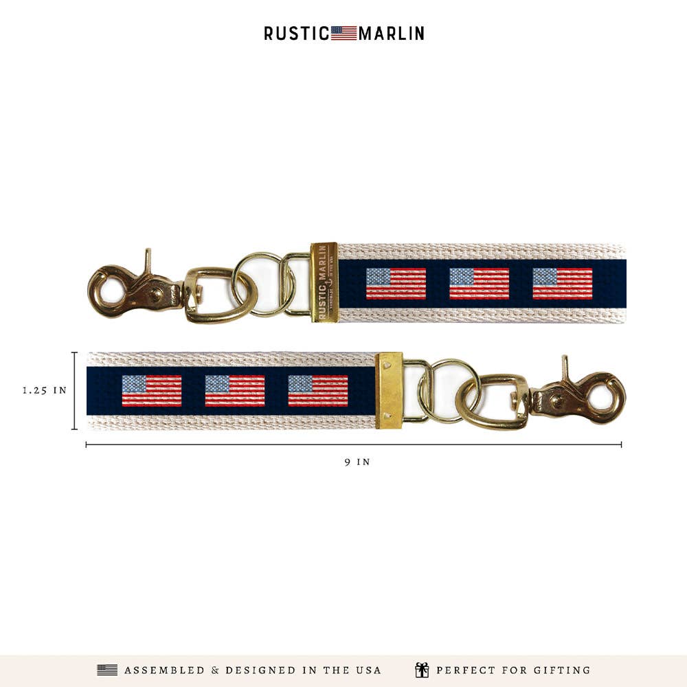 American Flag Color Block Keychain | Patriotic Keychain