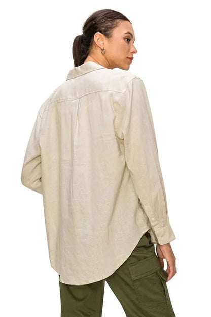 CALI1850 RELAXED FIT LINEN BUTTON DOWN SHIRTS / 20720JLN604