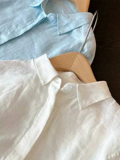 Cotton linen blend button down shirt