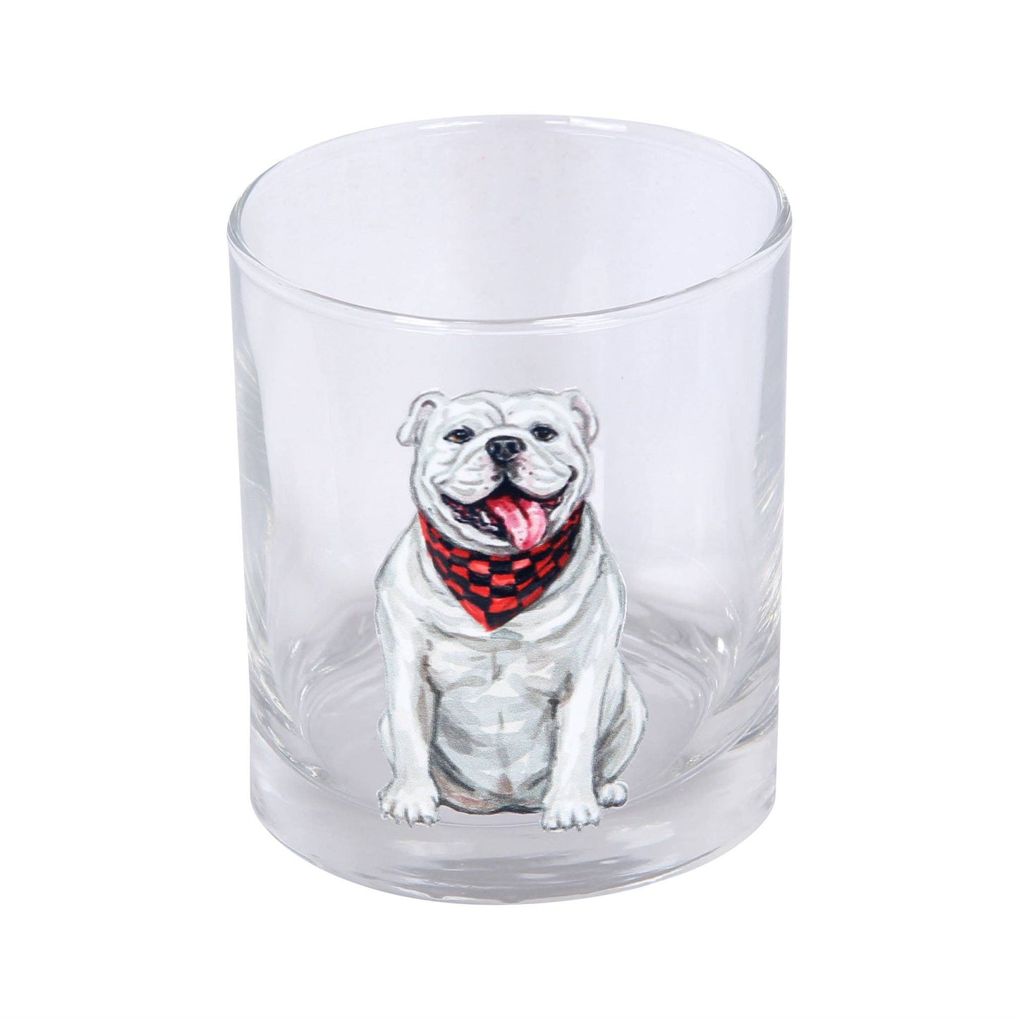 GA Watercolor Bulldog Rocks Glass