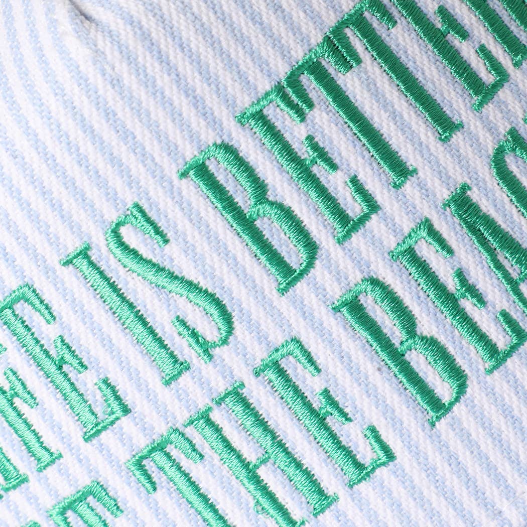 LIFE IS BETTER AT THE BEACH Embroidered Seersucker Hat