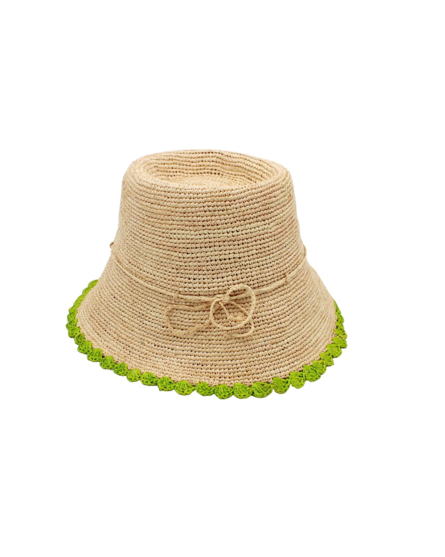 Kate 3" Brim Crochet Bucket Straw Hats with Colored Edge