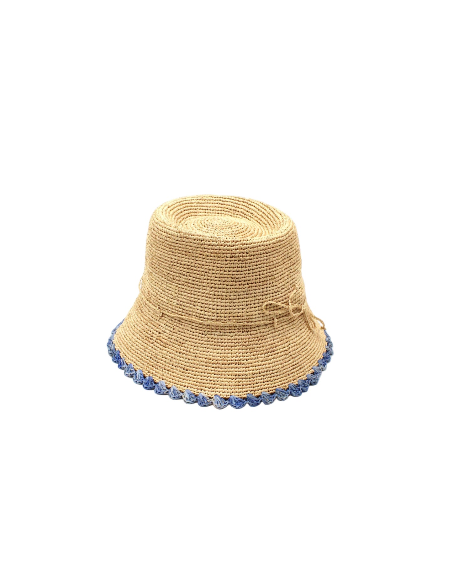 Kate 3" Brim Crochet Bucket Straw Hats with Colored Edge