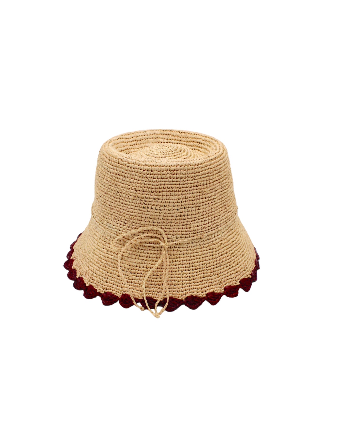 Kate 3" Brim Crochet Bucket Straw Hats with Colored Edge