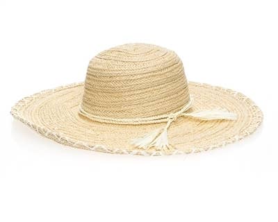 Floppy Wide Brim Straw Sun Hat - Stitched Edge - UPF 50+