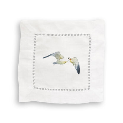 Sea Birds Mixed Linen Cocktail Napkin Set