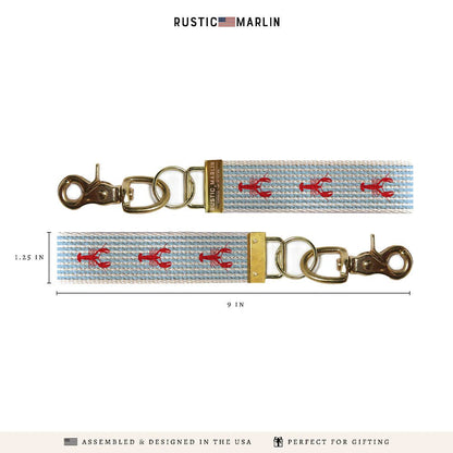 Lobster Blue Stripe Keychain | Coastal Keychain