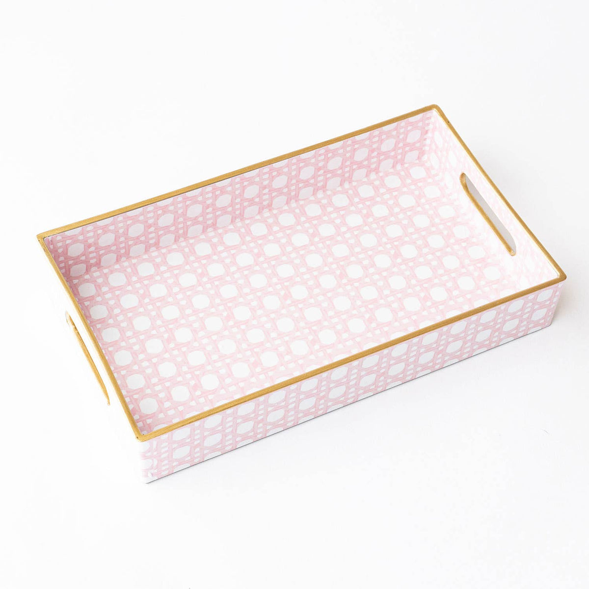 Vanity Tray, Pink Cane Print Decorative Resin