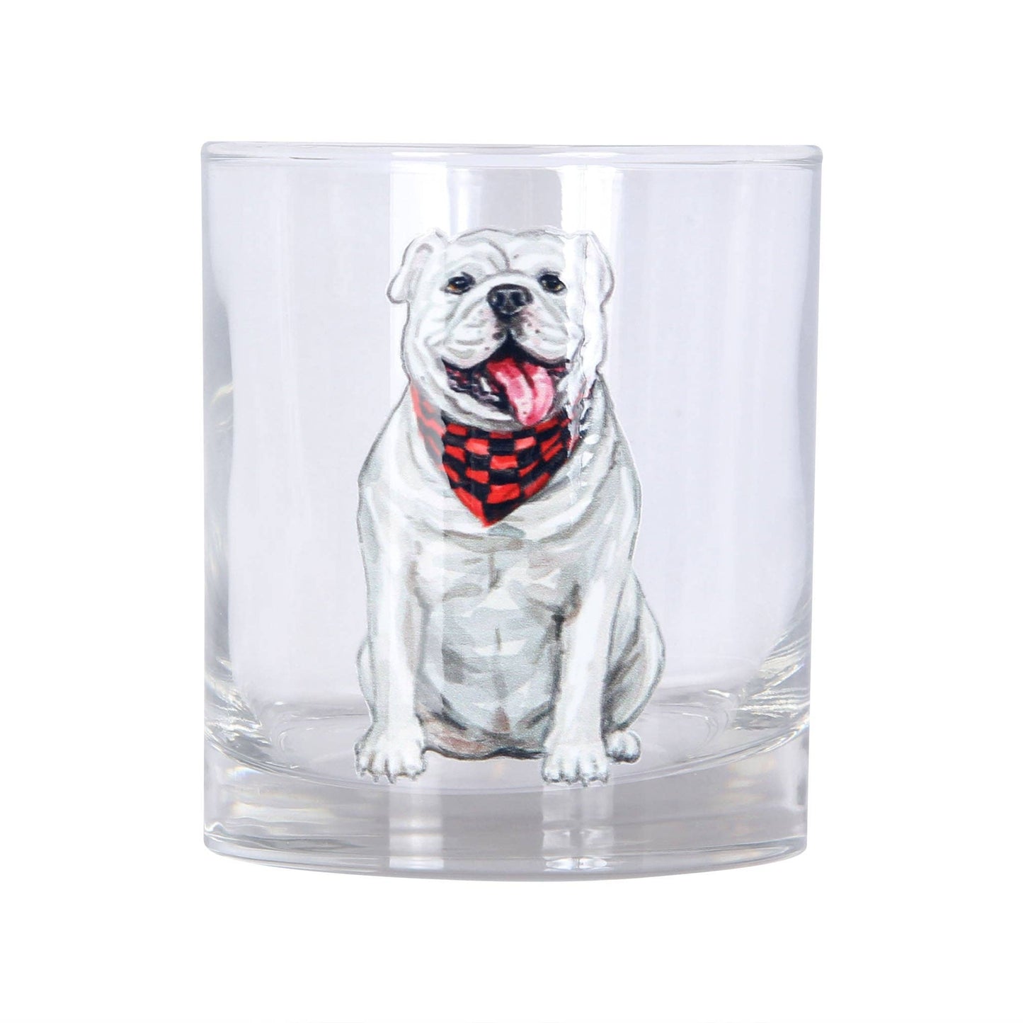 GA Watercolor Bulldog Rocks Glass
