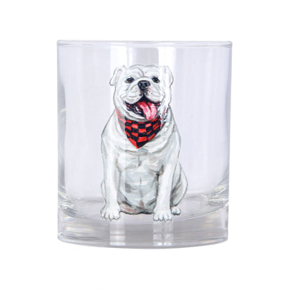 GA Watercolor Bulldog Rocks Glass
