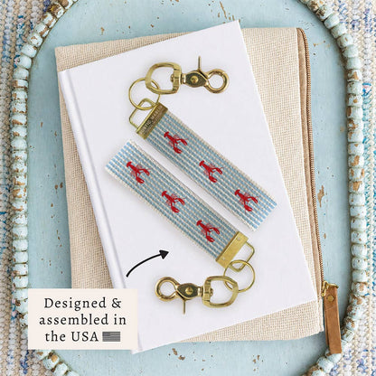 Lobster Blue Stripe Keychain | Coastal Keychain