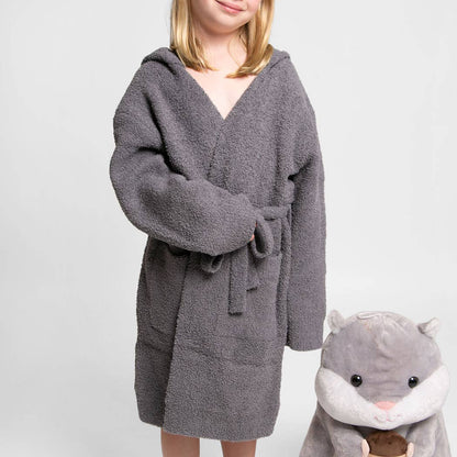 Children's Solid Luxury Soft Hooded Robe w Pocket
