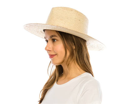 Mexican Palm Leaf Straw Rancher Hat - Flat Brim
