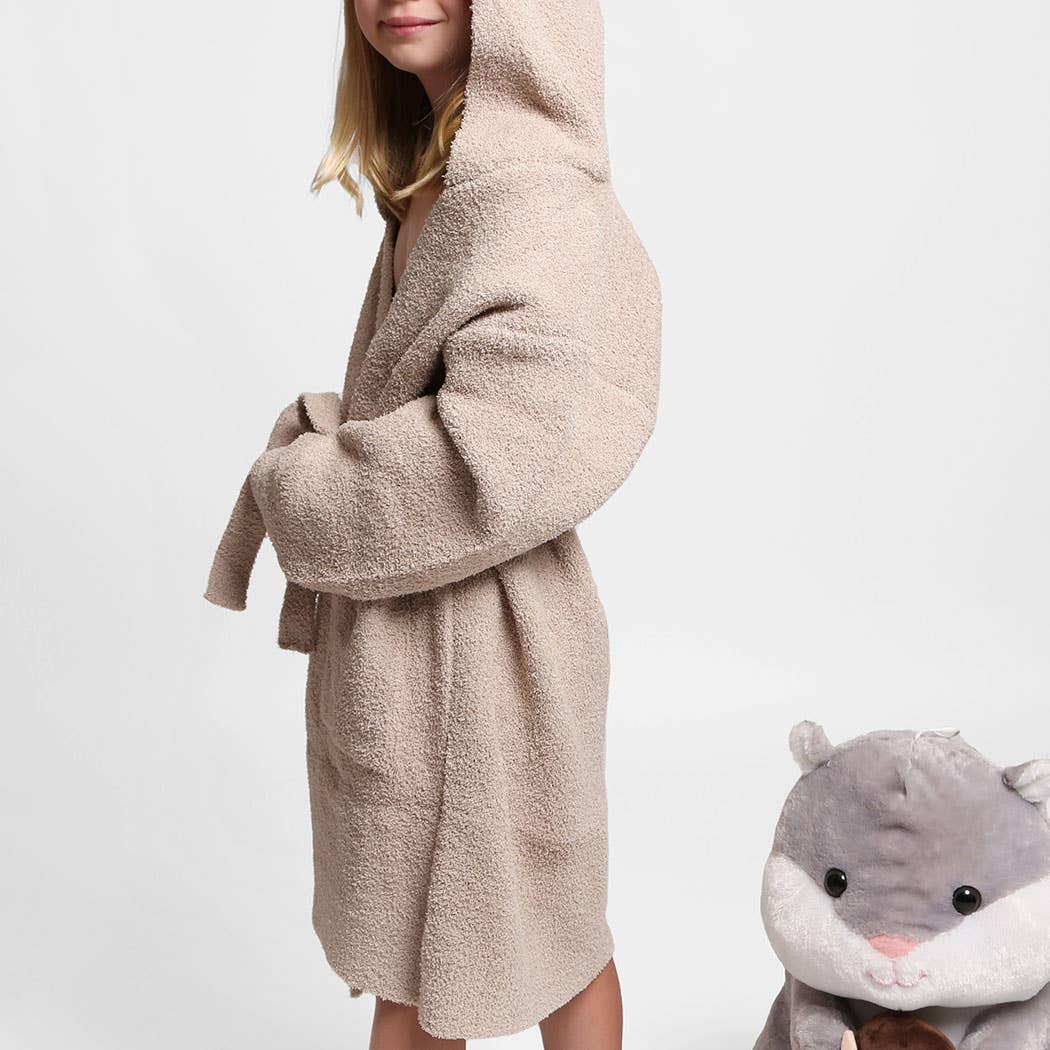 Children's Solid Luxury Soft Hooded Robe w Pocket