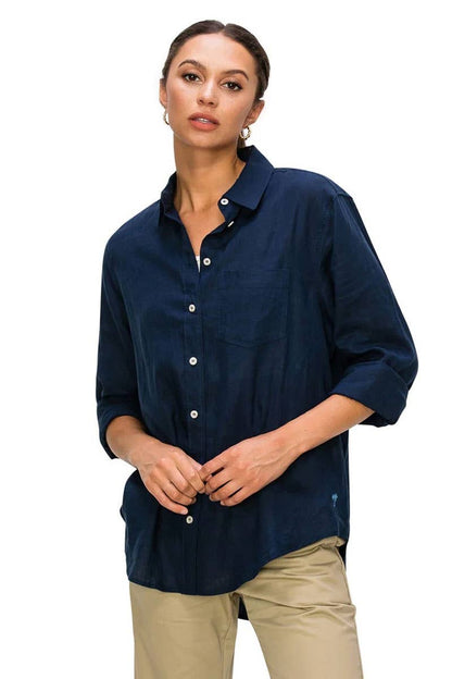 CALI1850 RELAXED FIT LINEN BUTTON DOWN SHIRTS / 20720JLN604